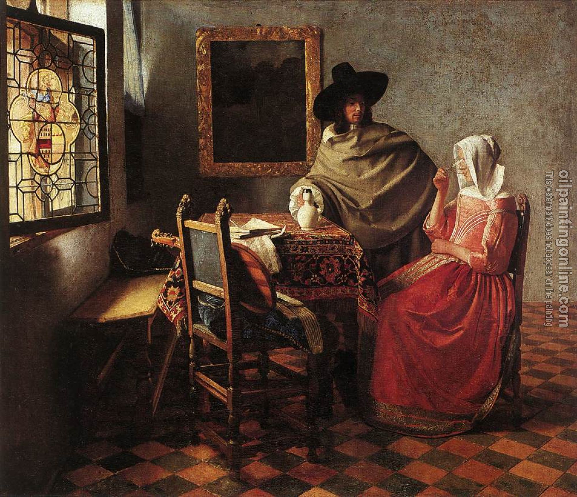 Vermeer, Jan - A Lady Drinking and a Gentleman